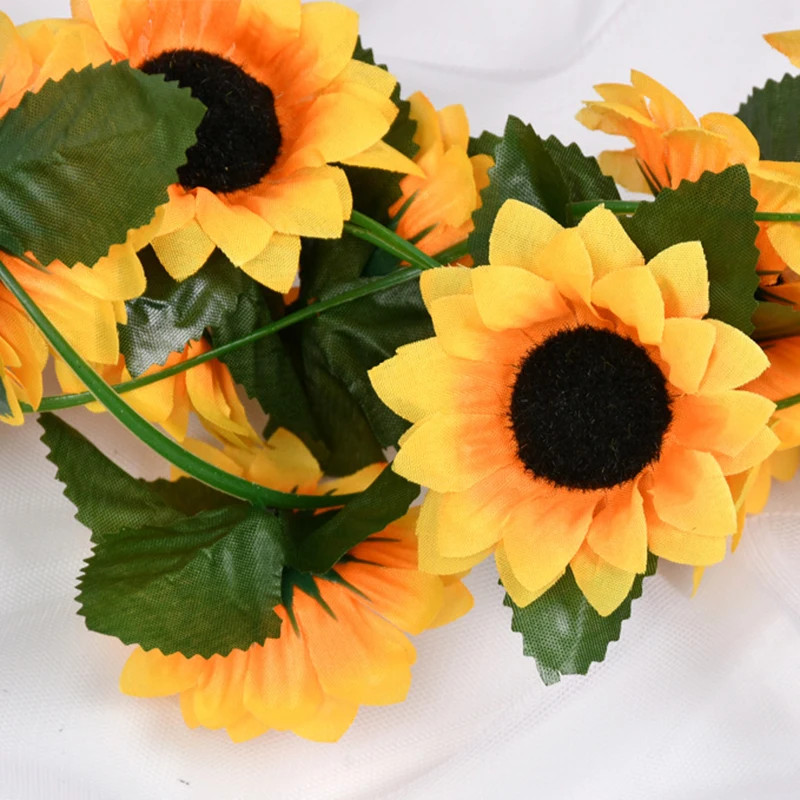 2.3M Simulated Sunflower Decoration Artificial Vine Yellow Fake Silk Flower Vine