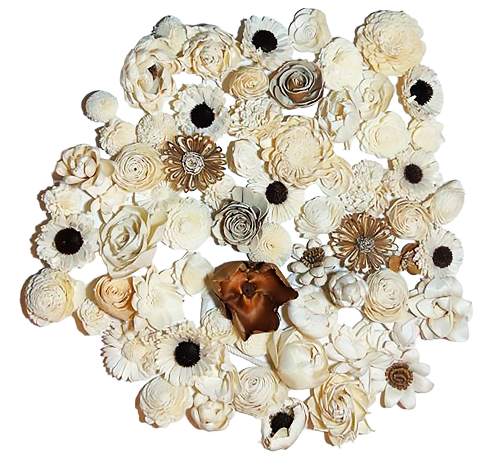Wood Flowers Bouquet Multi Color Types Handmade with Stems DIY Easy Assemble(21)