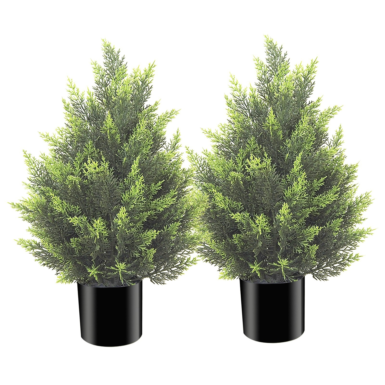 2 Pack 60 cm Artificial Cypress Tree Potted Bush Indoor Outdoor Home Patio Decor