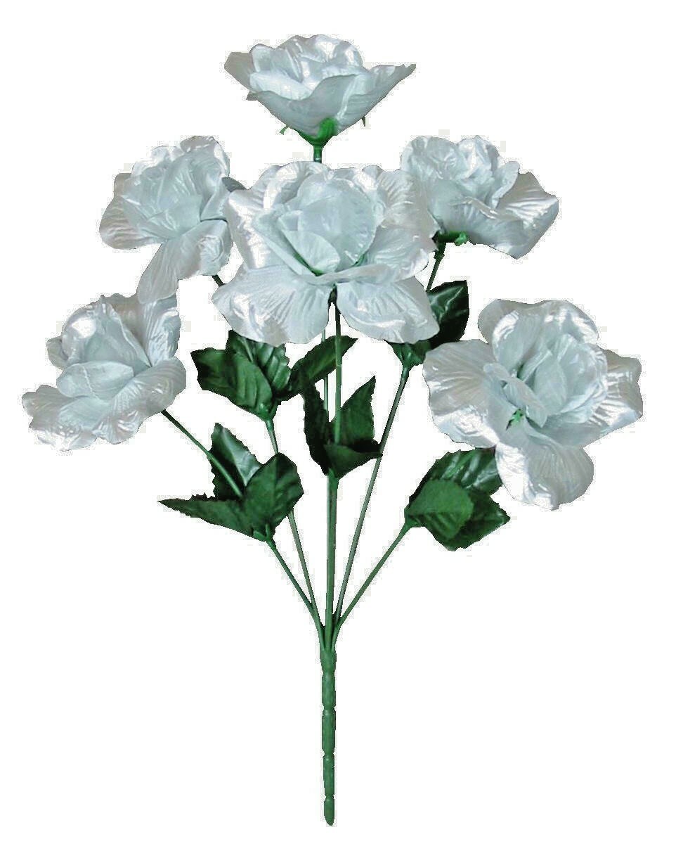 (24-Pack) Silver Open Rose 13″ Bush Value Silk Flower Home Party Decor Art Craft