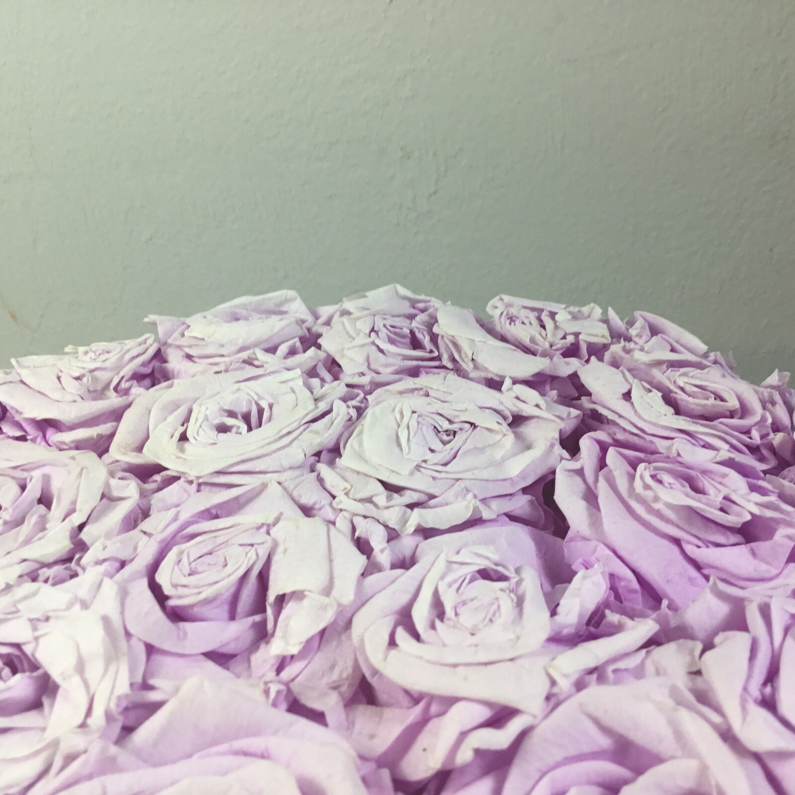 Venus Et Fleur Large Flower Box Black Gold Lettering Violet Roses9”tall 12”dia.
