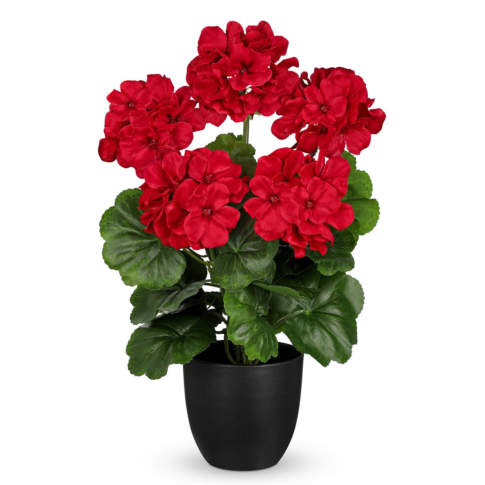16” Geraniums Artificial Flowers Realistic Potted Plant – Red Fake Geraniums …