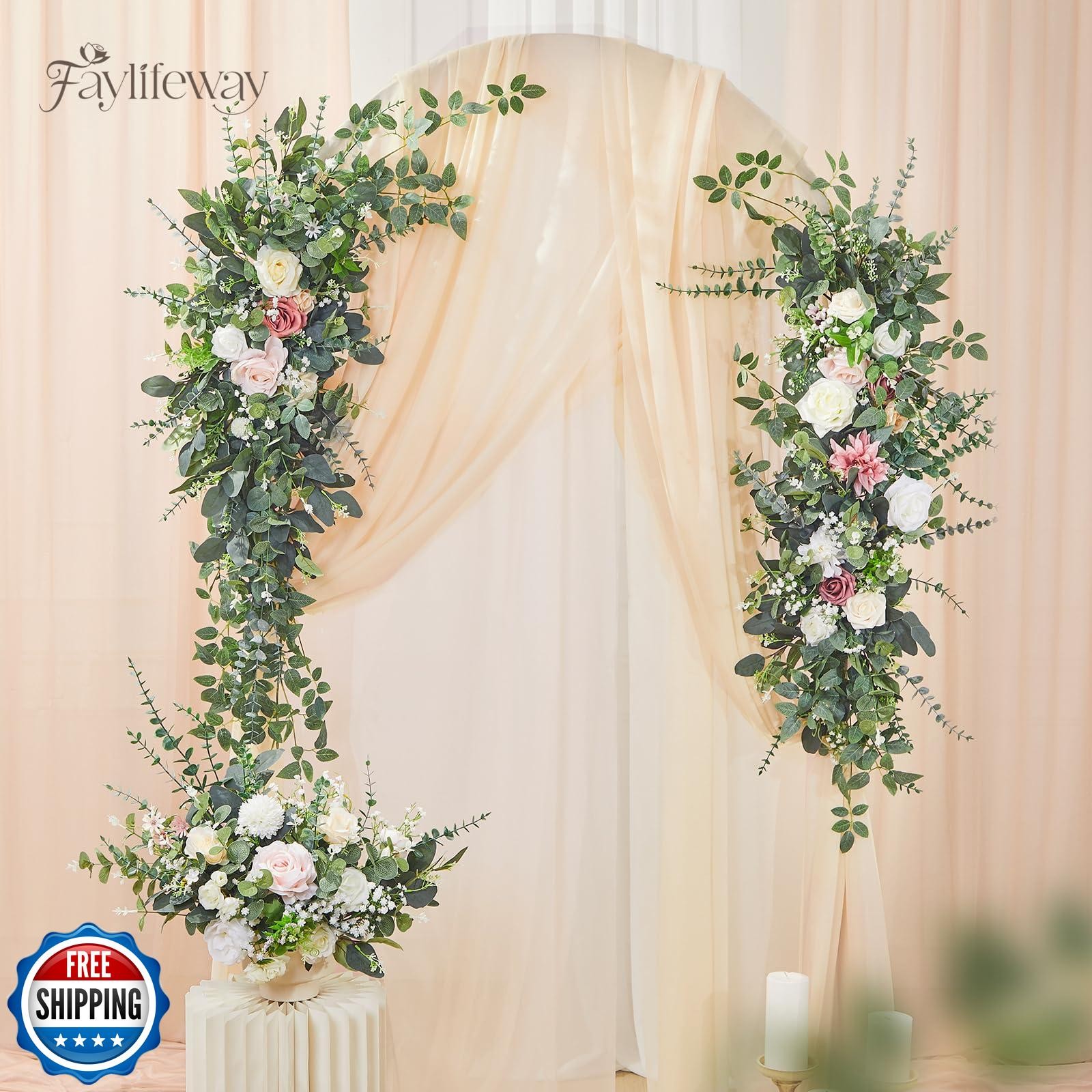Faylifeway 240 Pcs 4 Kinds Mixed Faux Eucalyptus Stems, Baby Breath Flowers A