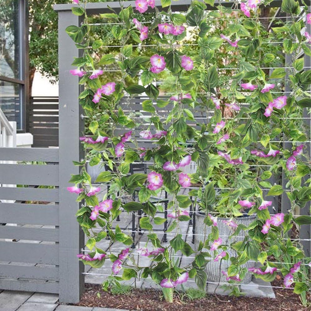 GTIDEA 2Pcs Artificial Vines,15Feet Hanging Plants Silk Morning Glory Garland Fa