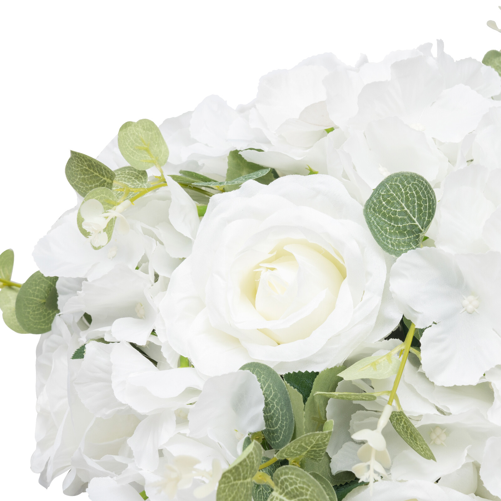 6 Pcs Artificial Silk Flower Balls White & Green for Indoor/Outdoor Party Decor