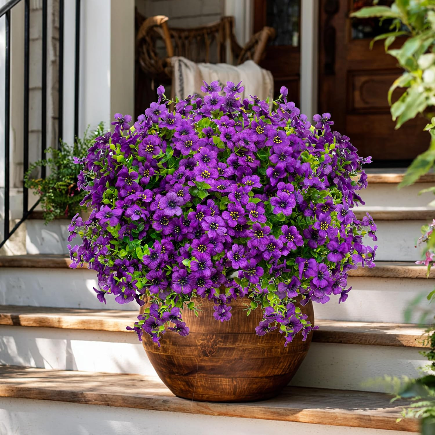 AXYLEX Artificial Flowers for Outdoors, 16 Bundles Fake Plants (Purple) | UV res