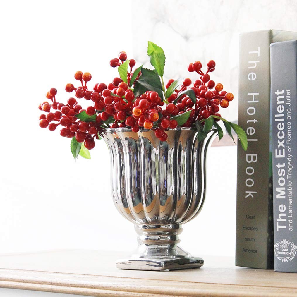 Red Artificial Stems Fruit Fake Silk Berries for Holly Christmas Festival Hol…