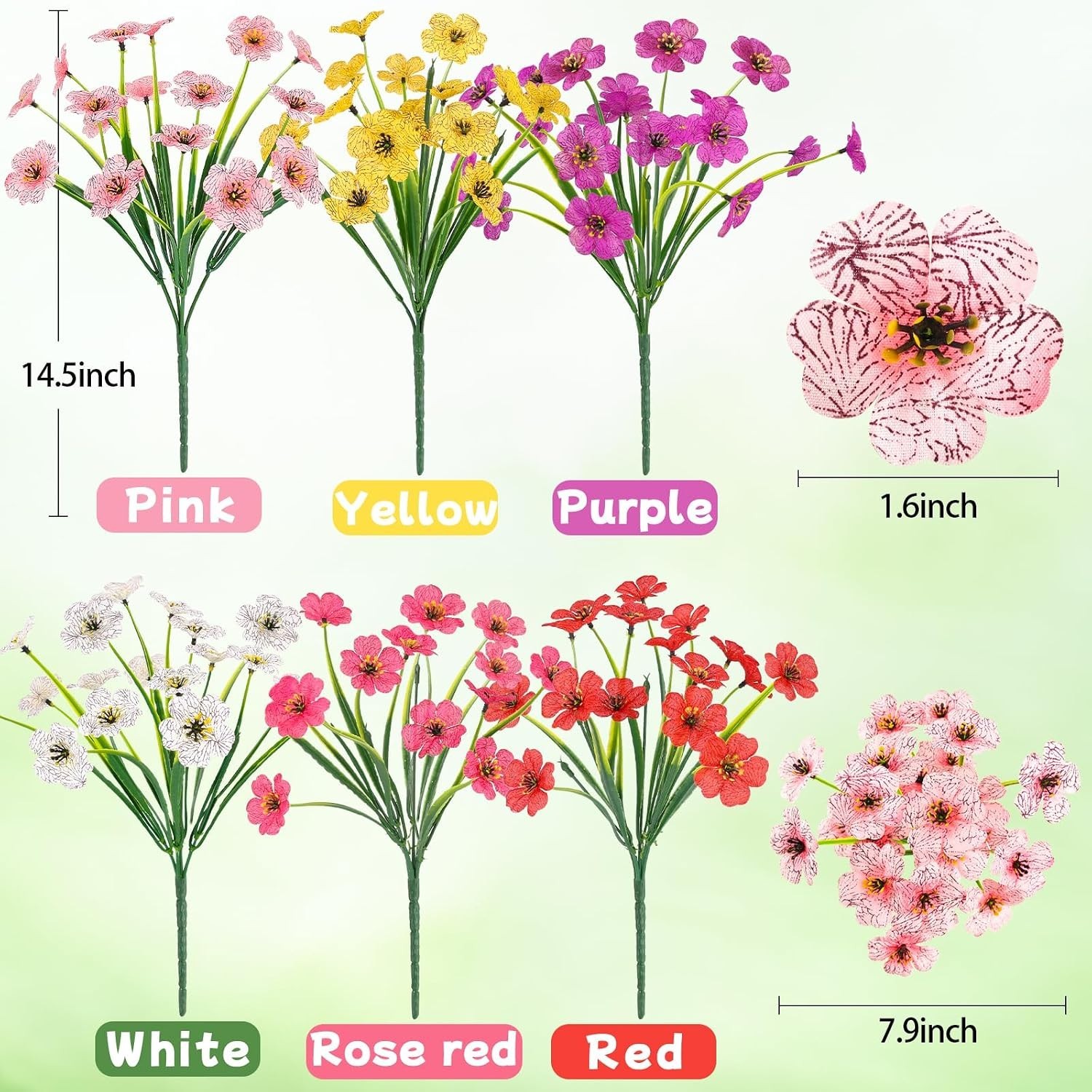 Maintenance-Free Faux Plants – 6 Bundles with Bendable Stems for Any Occasion