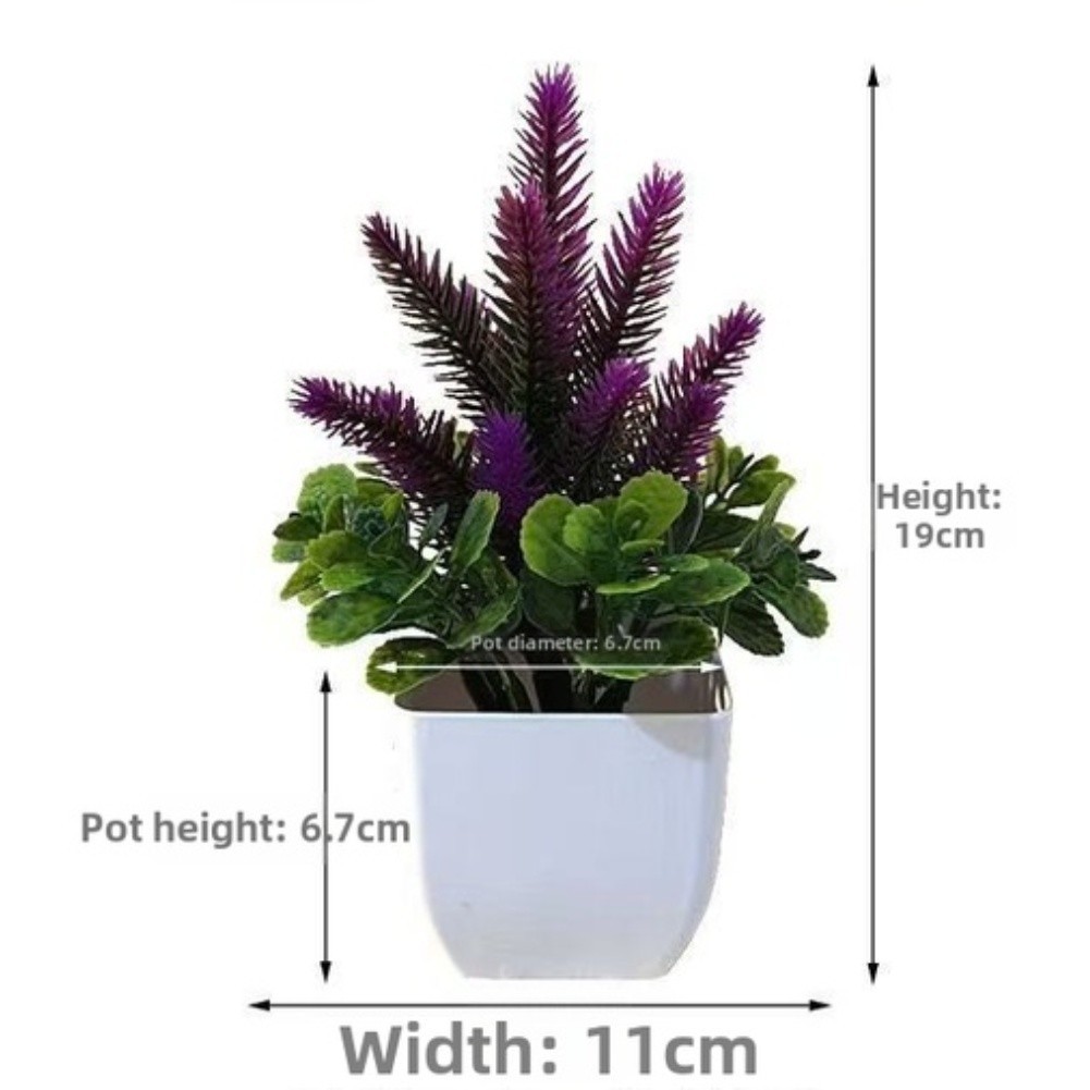 Lavender Bonsai Artificial Plant in Compact 11cm Wide Square Pot for Patio