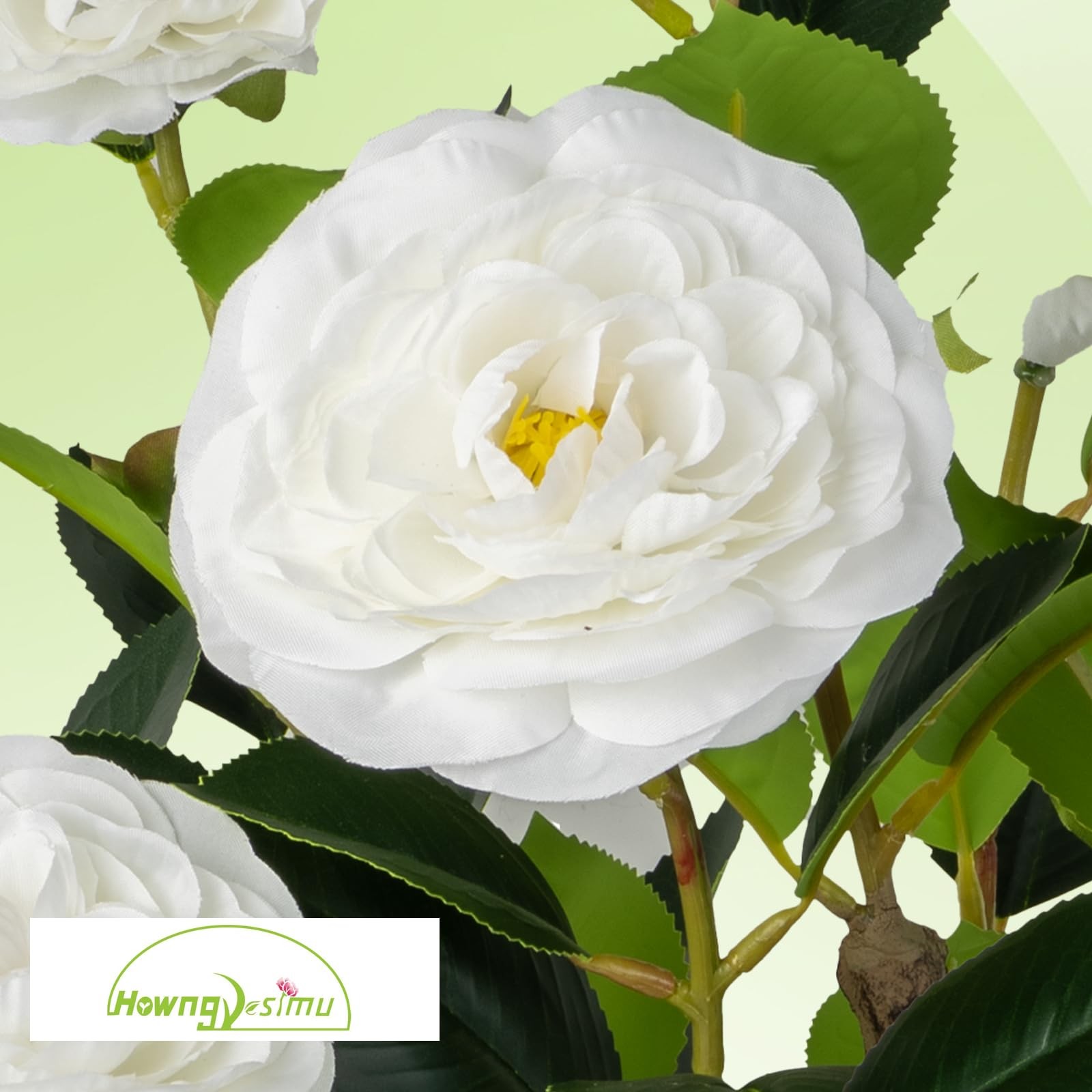 Best 2 Pack Artificial Camellia Tree with White Pot, 24″ Faux Potted Plants for
