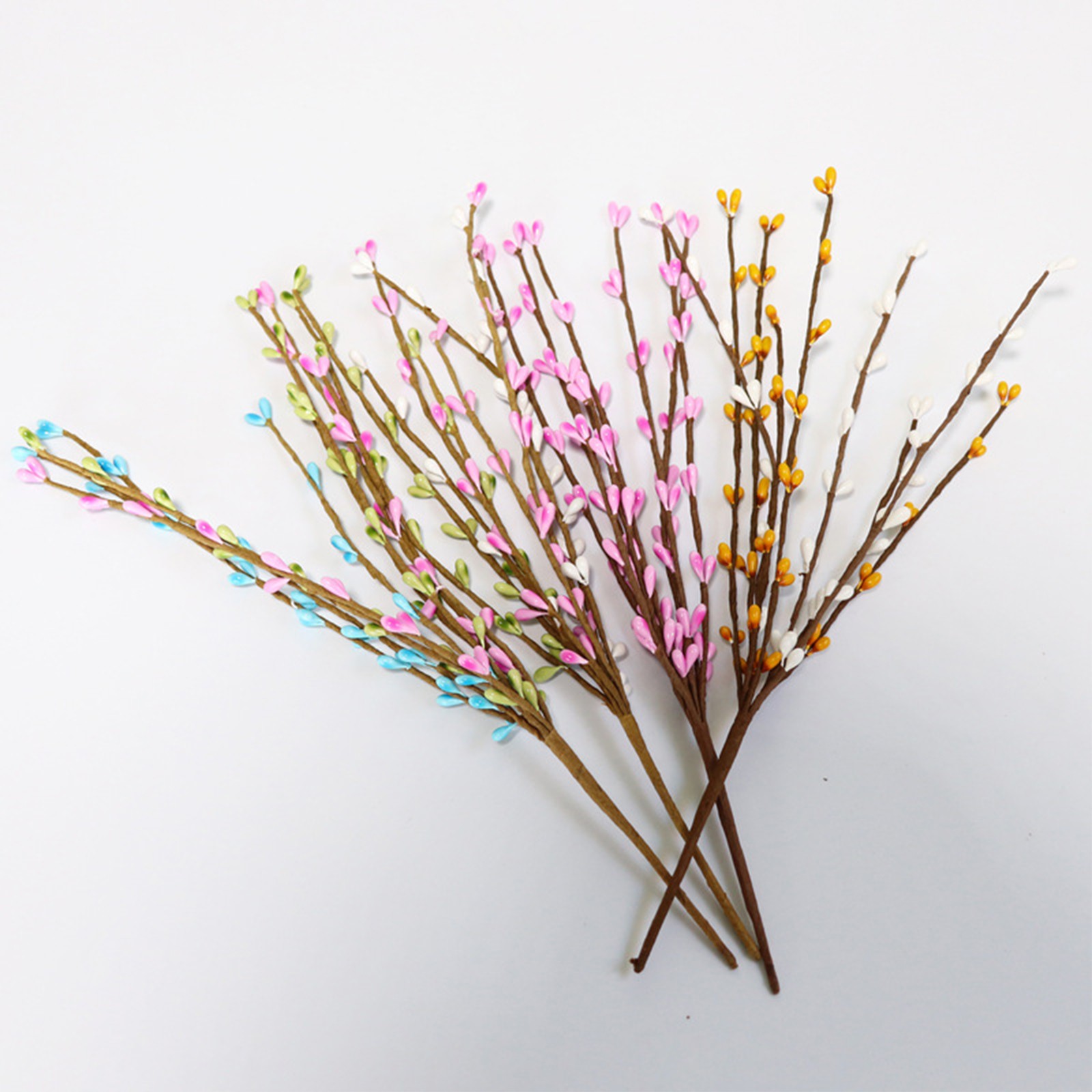 White Green Pink Easter Berry Stems 30cm Decor