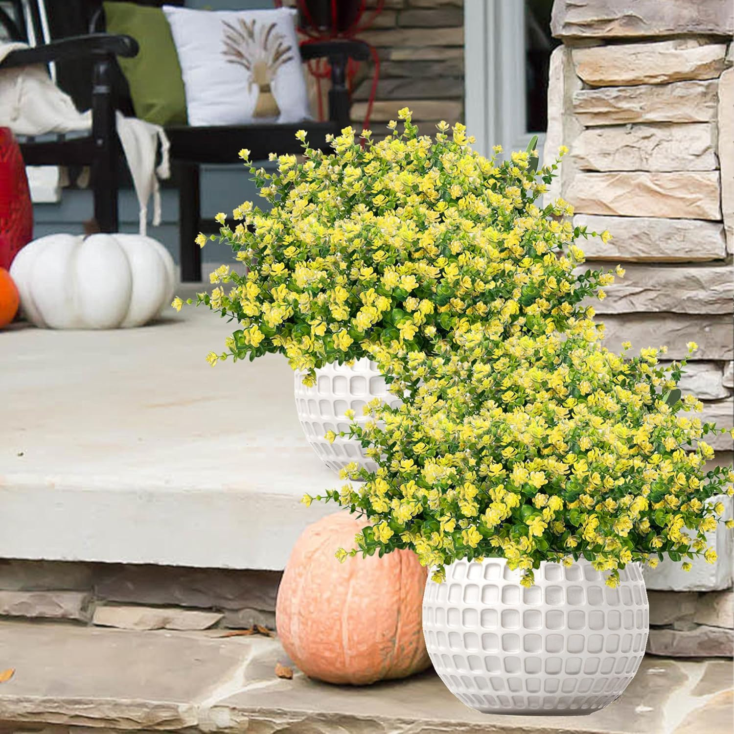 Outdoor Artificial Flowers UV Resistant, 20 Bundles Fake Realistic Floral Greene