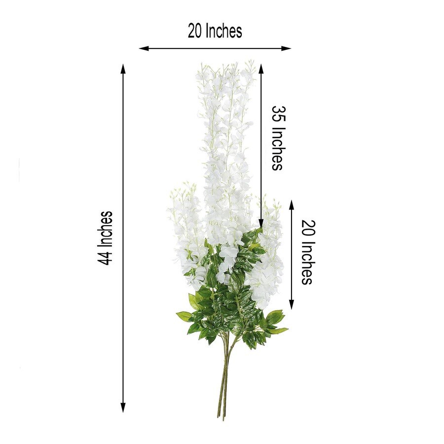 12 Pack 44″ White Artificial Silk Hanging Wisteria Flower Vines