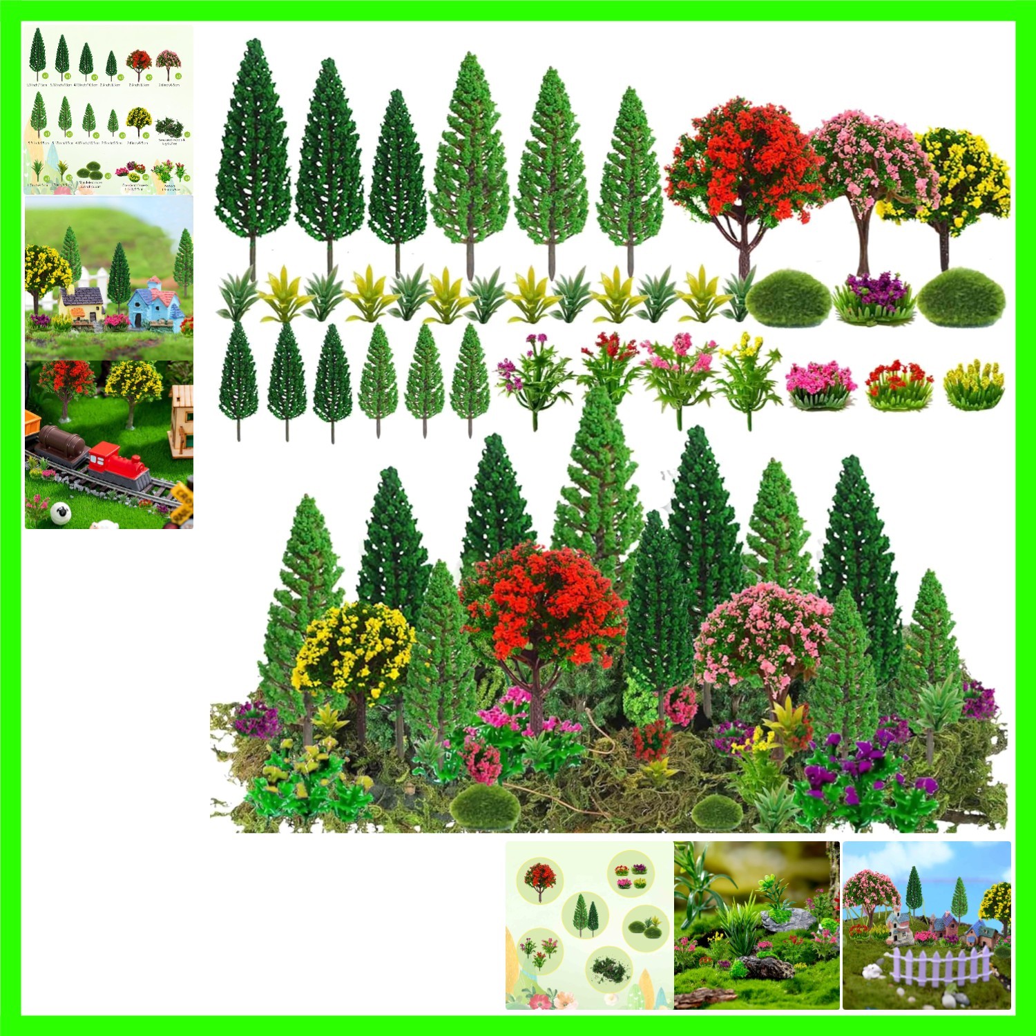 32pcs Model Trees Mixed Model Flower Trees Tree Artificial Fake Mini Flower D…