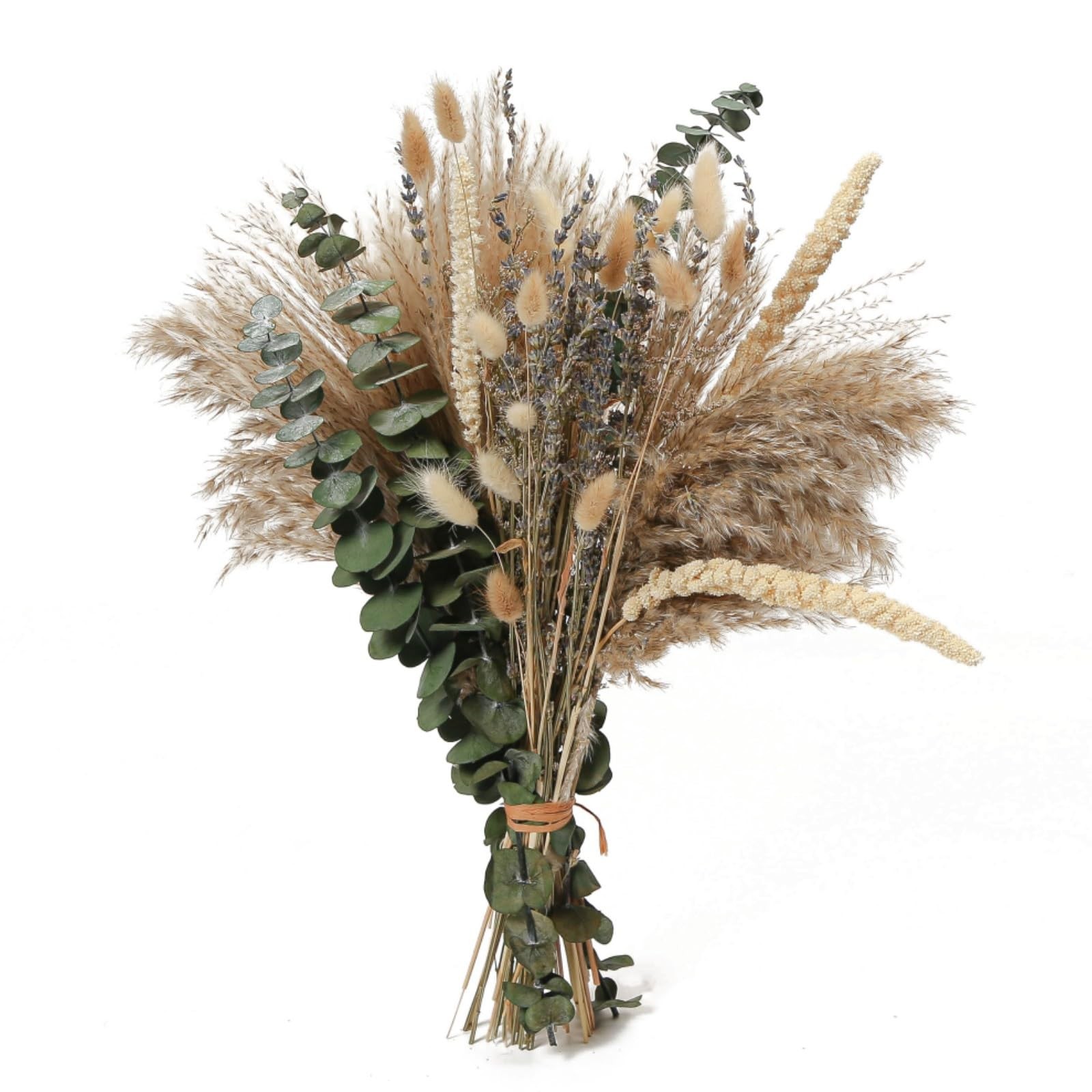 Dried Flowers Bouquet, 17″ Dried Pampas Grass Decor Inc Lavender Eucalyptus D…
