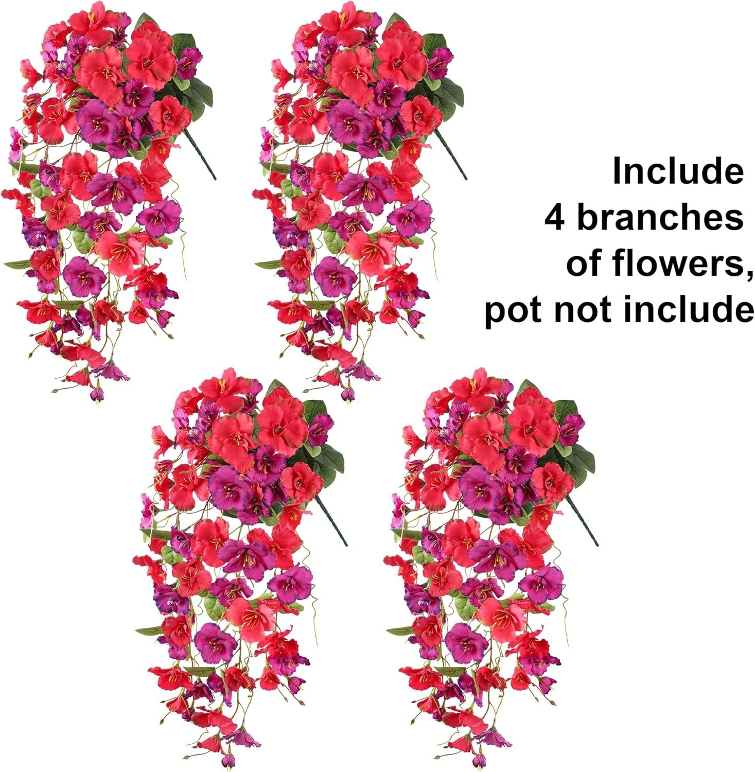 Set of 4 UV Resistant Artificial Hibiscus Flowers for Elegant Outdoor Decor