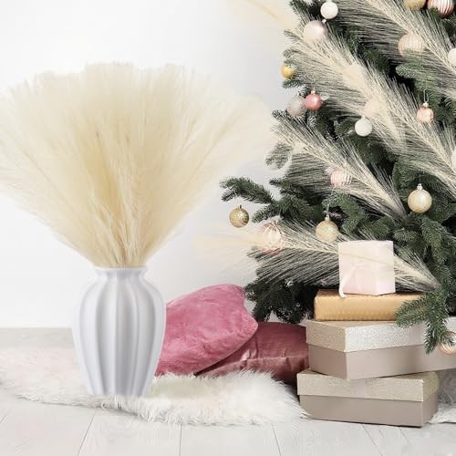 50 Pcs Christmas Pampas Grass Tree Decor 16.5 Inch Boho Faux Pampas Grass Ivory