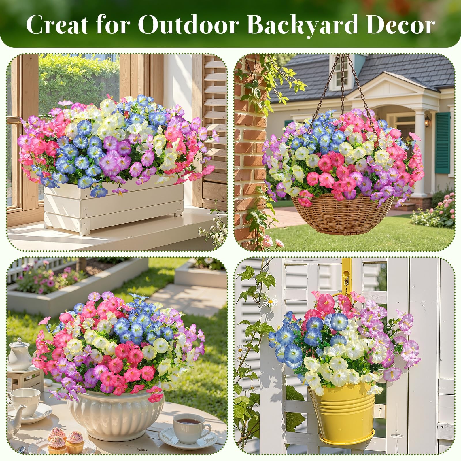 24 Bundles Artificial Flowers for Outdoors, Faux Spring Flowers for Decoratio…