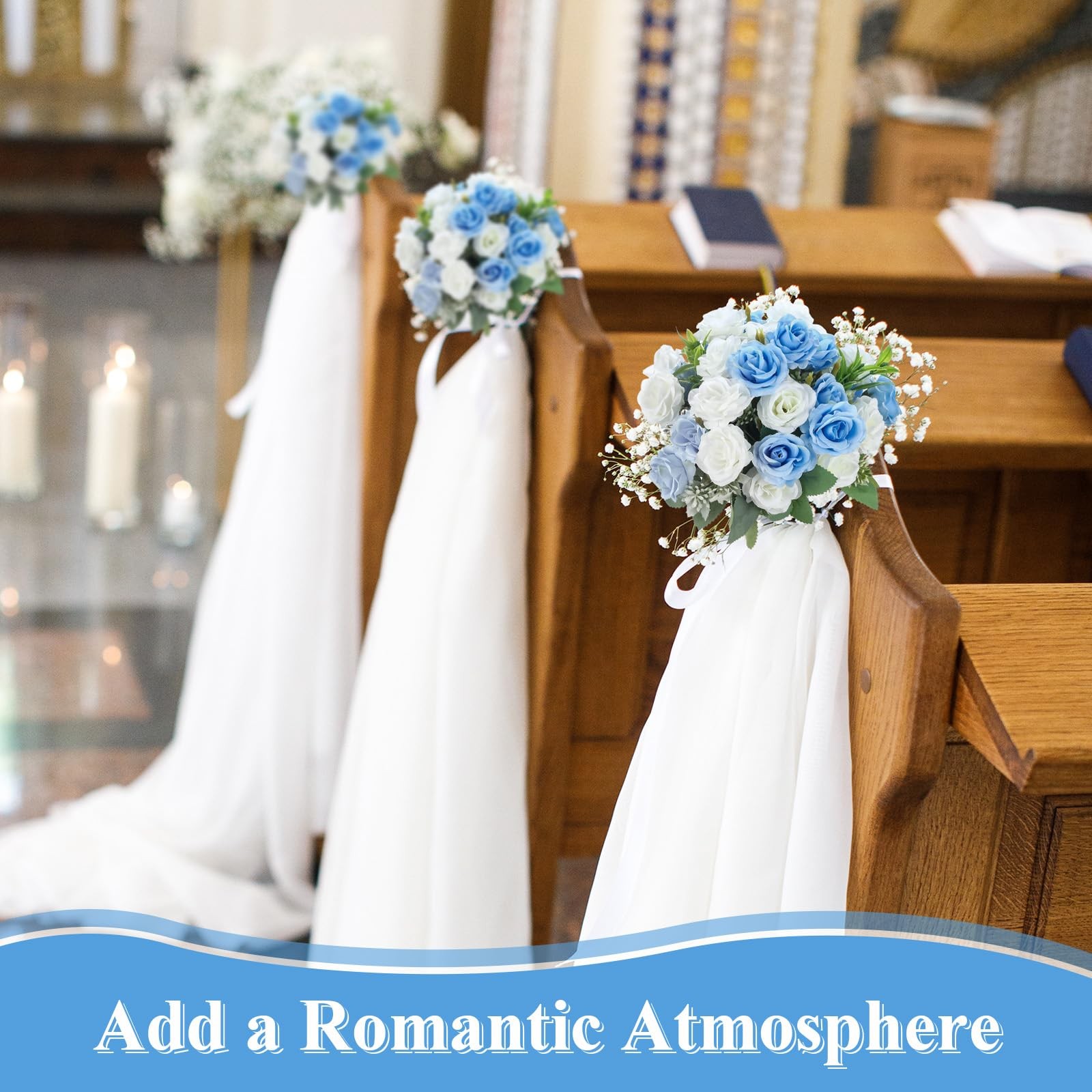 16 Bunches Artificial Mini Rose Bouquet 12 Inch 160 Heads White And Blue