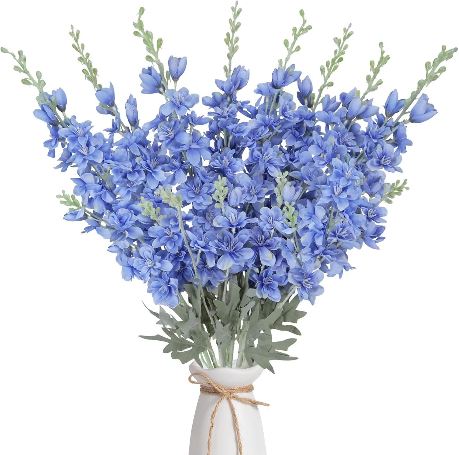 8PCS Delphinium Artificial Flower 34.6” Long Silk Larkspur Flowers Deep Blue