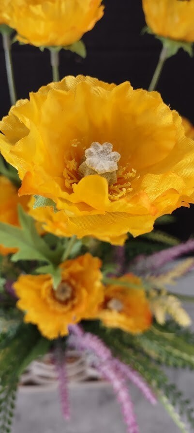 Bright Yellow Poppy table decoration