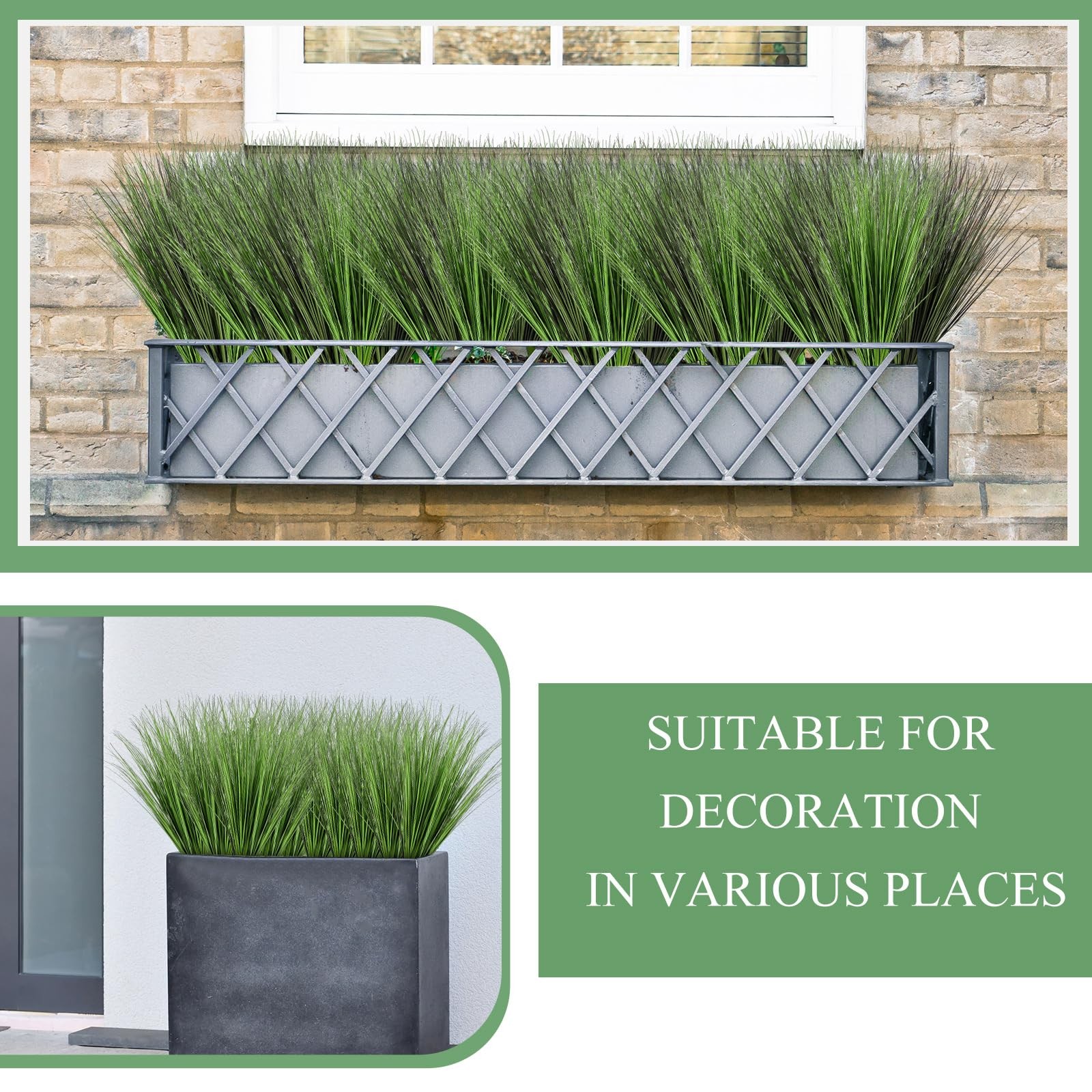 Yunlly 48 Pack 27” Artificial Plants Onion Grass Greenery Fake Tall Grass Re…