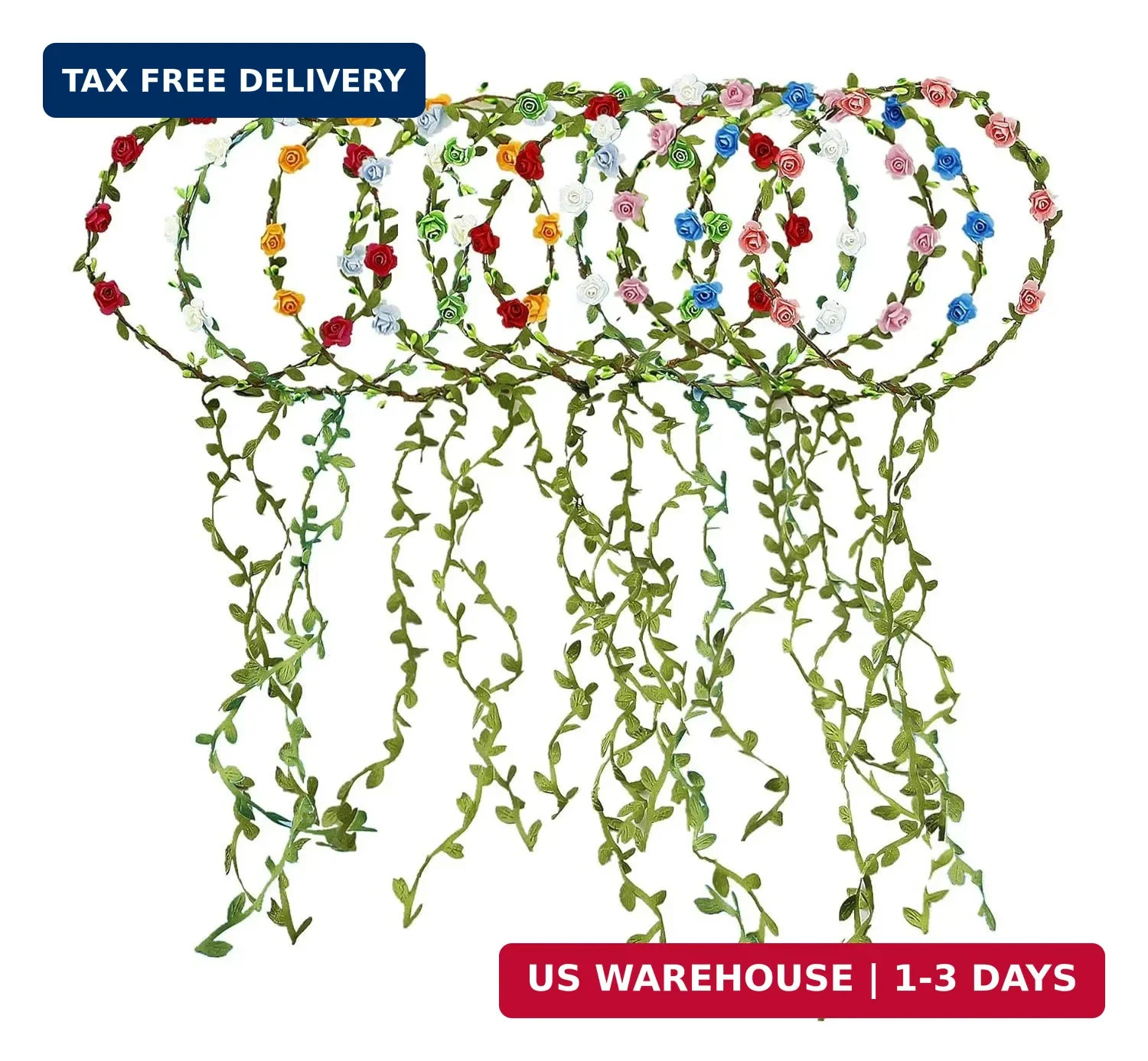 10 PCS Flowers Crown Floral Garland Headband Rose Flower Wreath For Travel And W