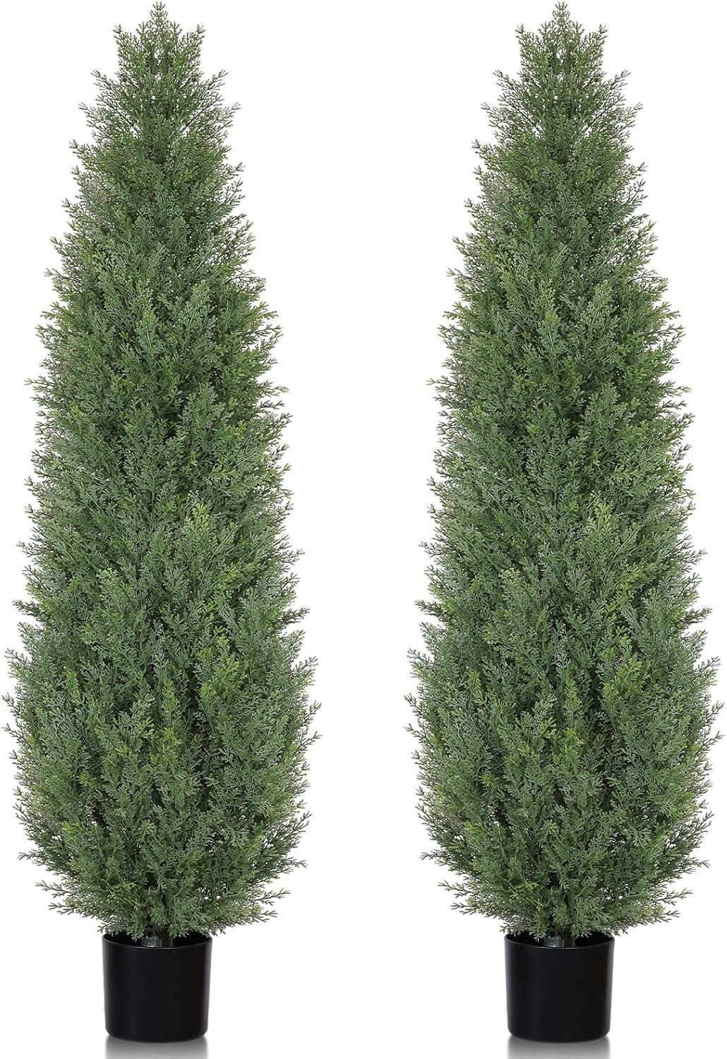 Artificial Cedar Trees for Outdoors Faux Cypress Topiary UV Resistant Set of 2