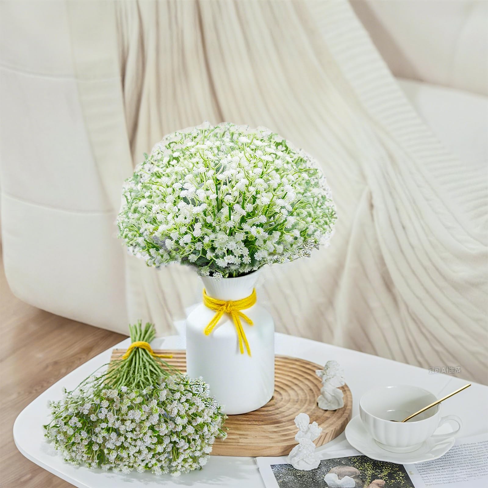 100 PCS Artificial Baby’s Breath Flowers Real Touch Fake Gypsophila Bulk Decor