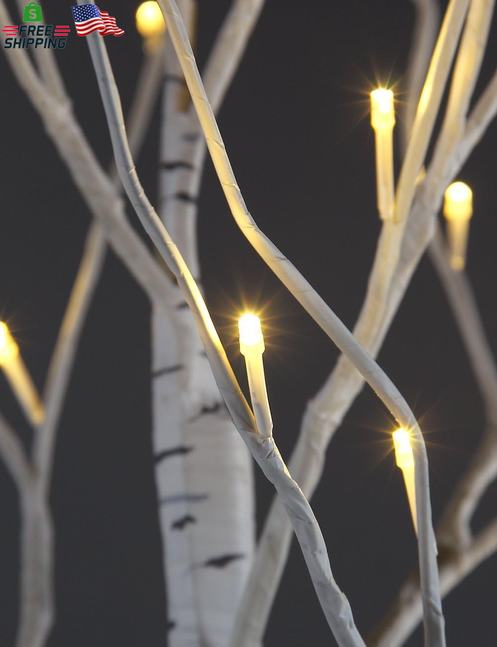 8 Feet 132L LED Birch Tree Lights, Warm White, for Holiday Party and Christmas D