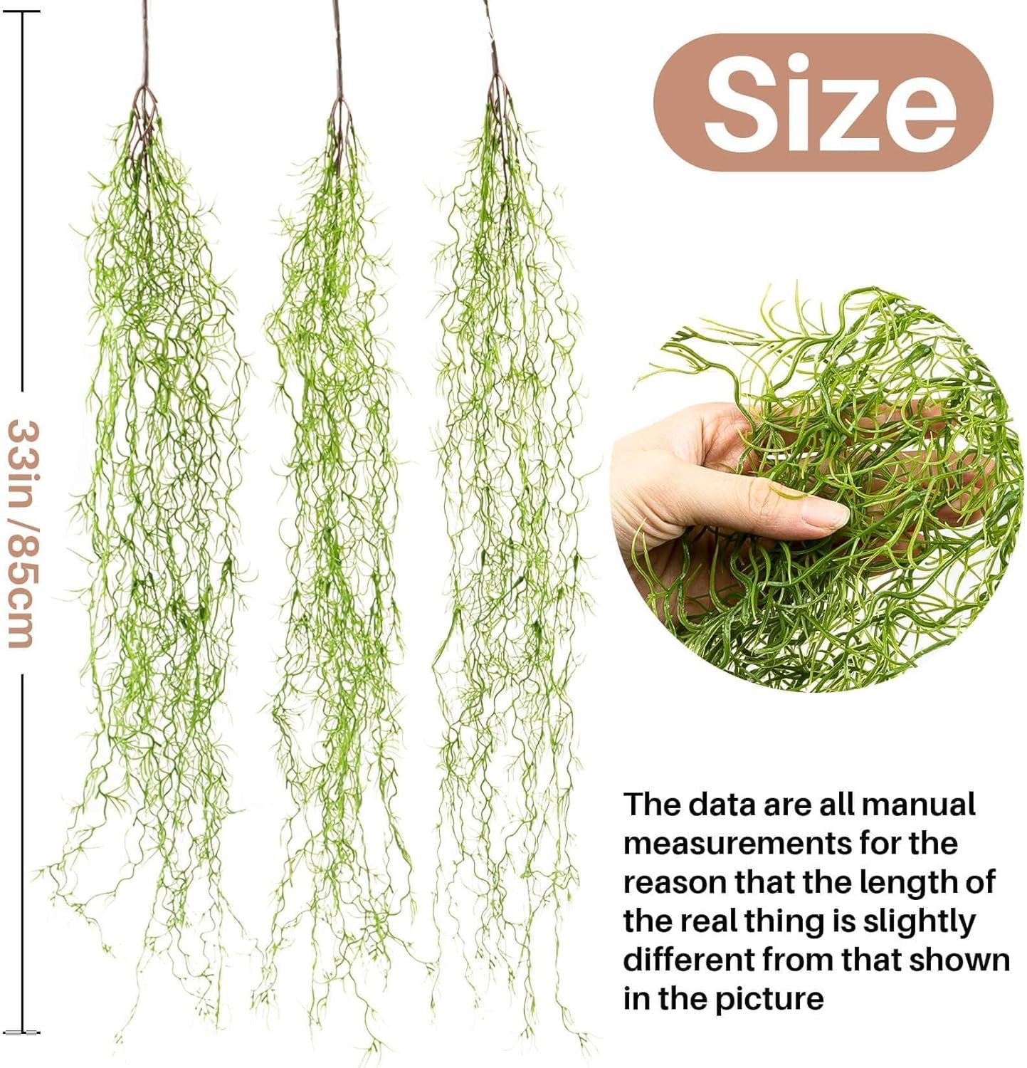 Faux Spanish Moss – Artificial Hanging Moss Bulk for Plants 3PCS Fake Green-2