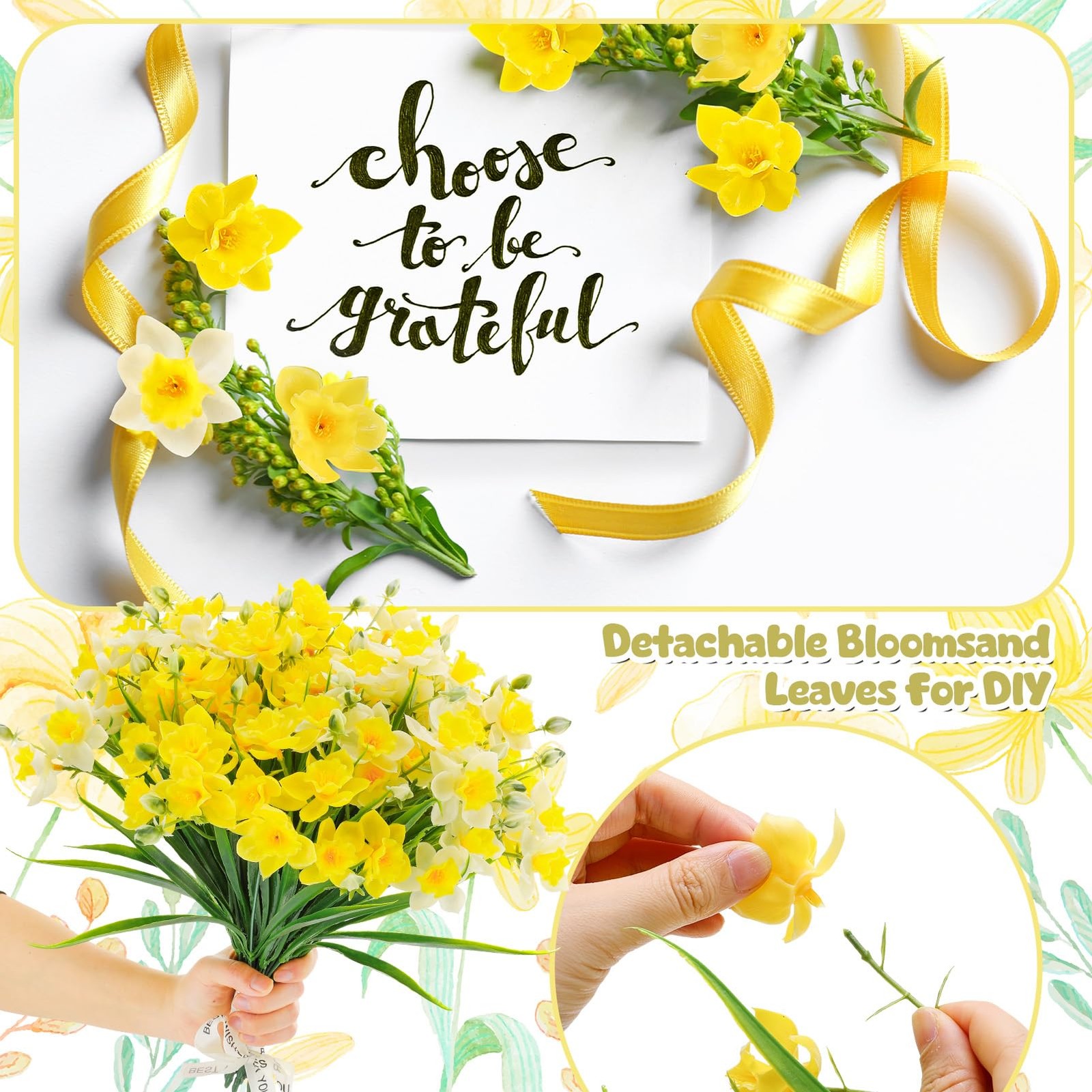 12 Pack Artificial Daffodils Fake Silk Narcissus Flowers UV Resistant Indoor …