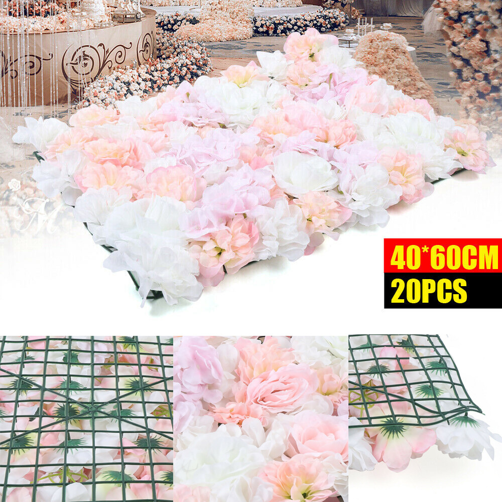 60x40cm Silk Rose Artificial Flower Wall Panel Wedding Party Backdrop Decoration