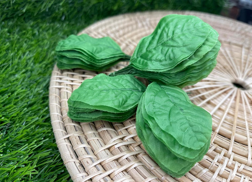 Fake Leaves Jasmine Leaves Fabric Artificial Leaf with Wire Stem Clips Size#0