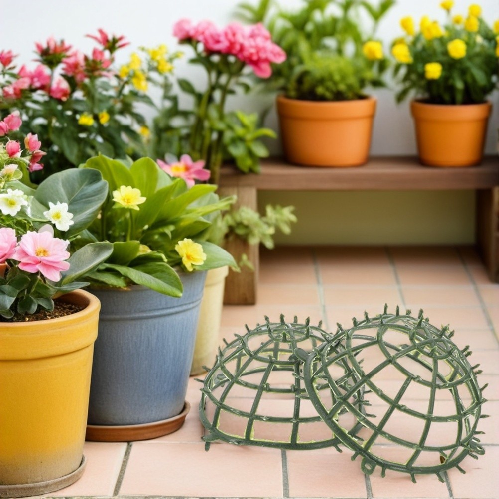 8Pcs Reusable Plastic Topiary Ball Support Cage Green Floral Arrangement Holder