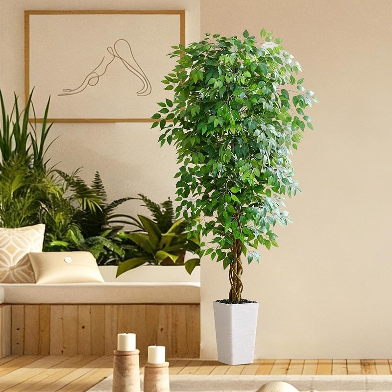 Ultra-Realistic Indoor Ficus Tree W/ Decorative Pot Home & Office Decor New