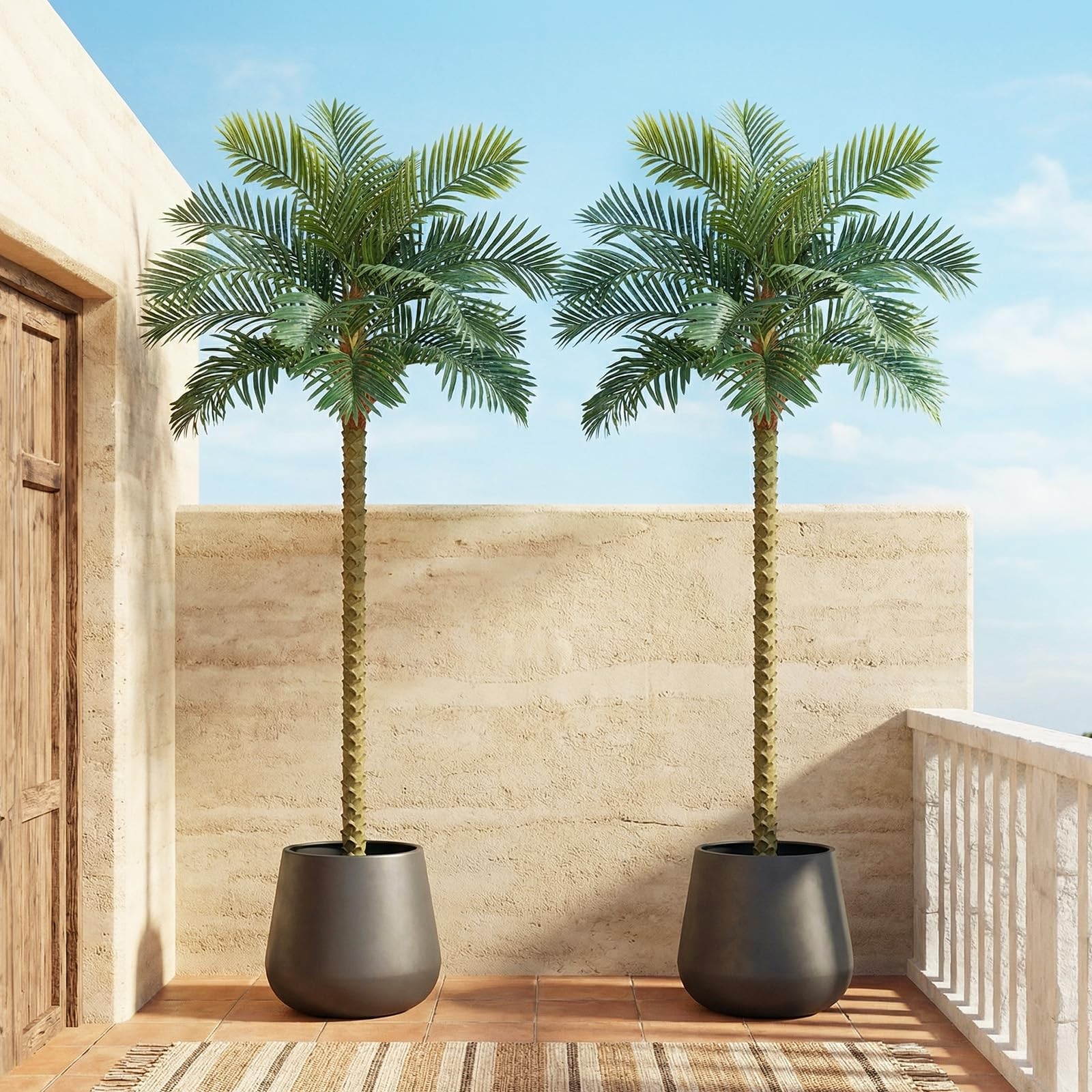 8FT Artificial Palm Tree for Outdoor & Indoor Decor – Tall Large UV Resistant…