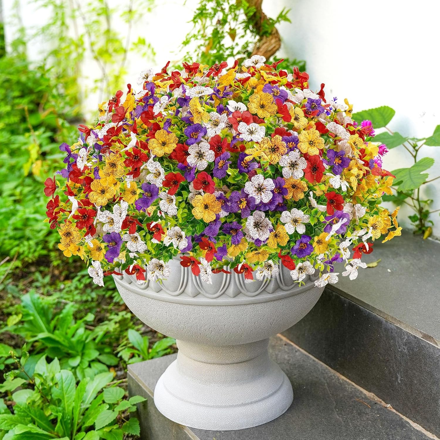 12/24 Bundles Artificial Flowers for Outdoors Fake Flowers Plants Spring Decorat