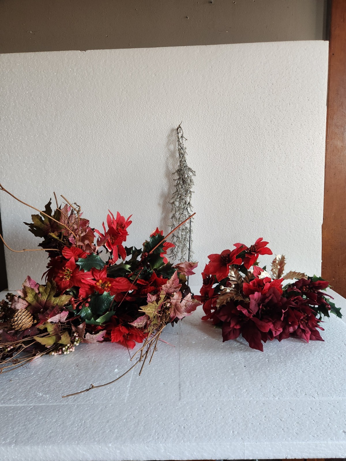 Artificial Christmas Flowers & Bouquets • Poinsettia, Mistletoe Autumn Leaves