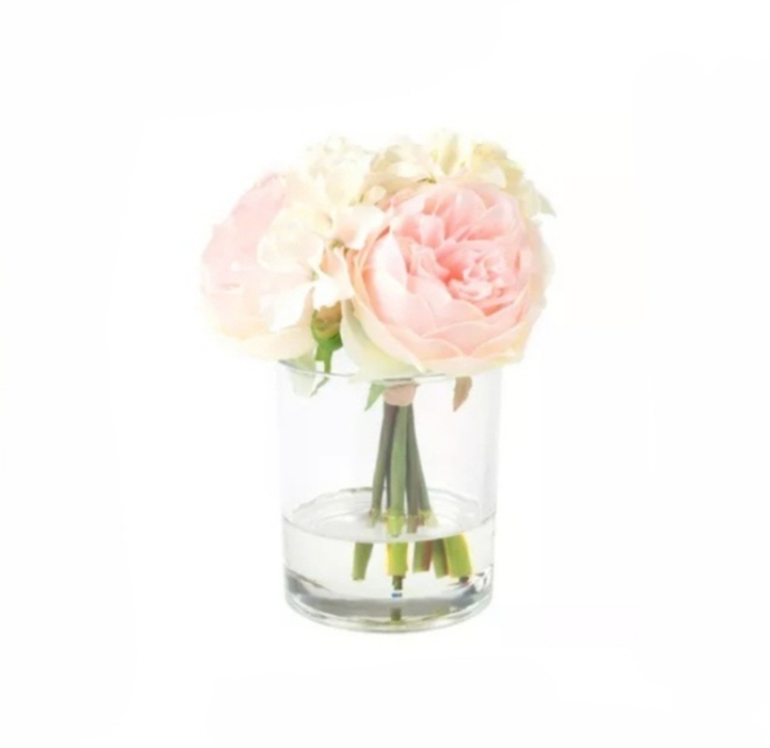Nature Spring Rose and Hydrangea Faux Floral Arrangement
