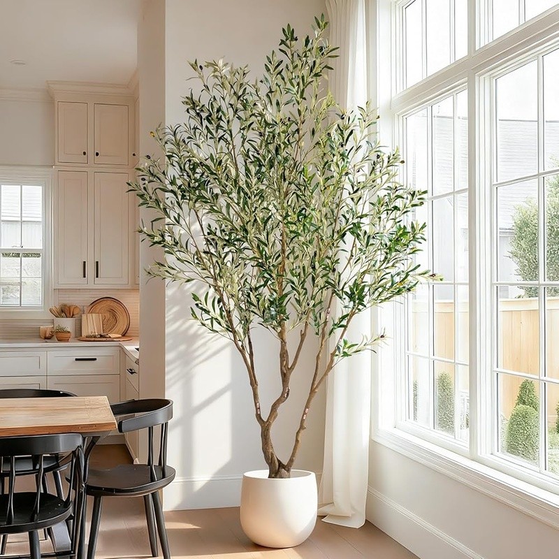 Realistic Faux Olive Tree Indoor W/ Weighted Pot Long Lasting Durable Decoration