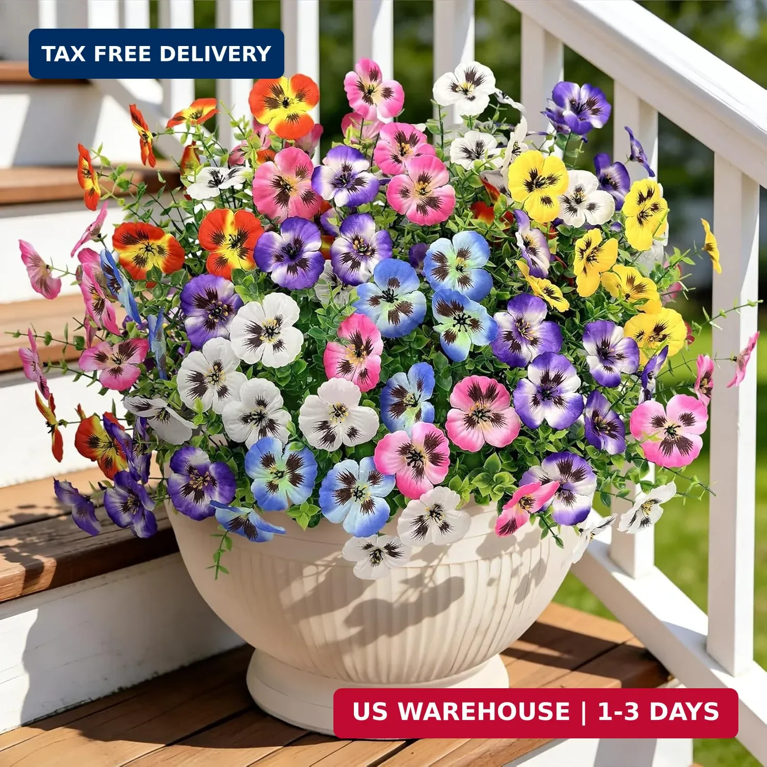 Ouddy Decor 20 Bundles Artificial Pansy Flowers for Outdoors, Fake Silk Flowers