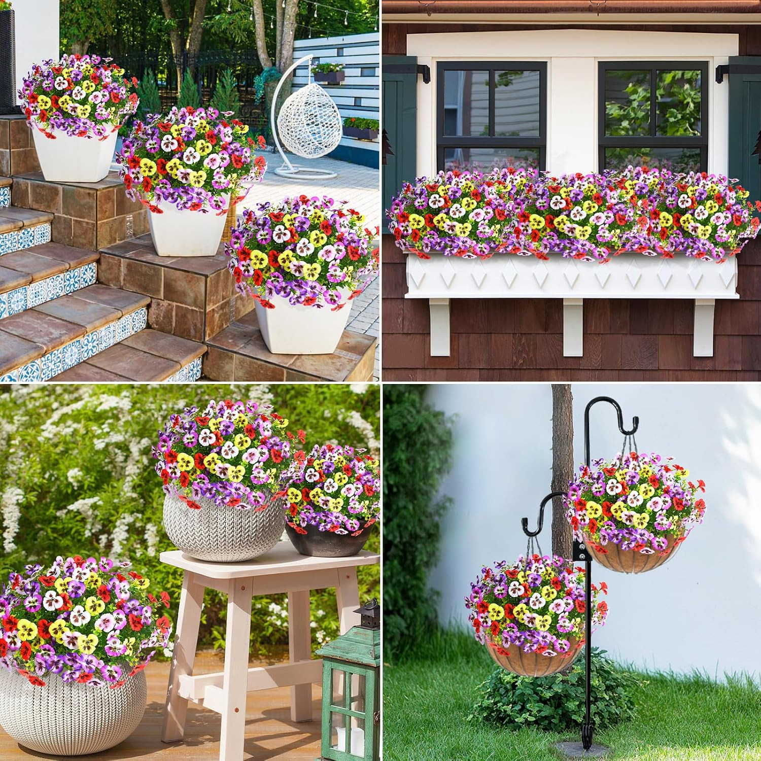 12 Bundles Look Real Artificial Flowers for Outdoors, Realistic
