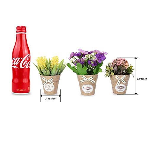 LUEUR Set of 6 Potted Artificial Flowers Fake Flowers with Assorted Colors