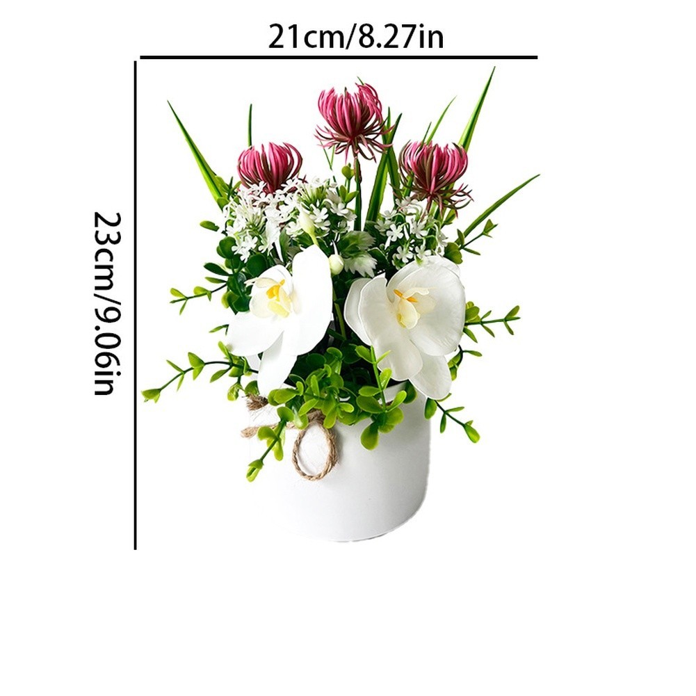 Realistic Soft Film Orchid and Chrysanthemum Arrangement 9.05in Height