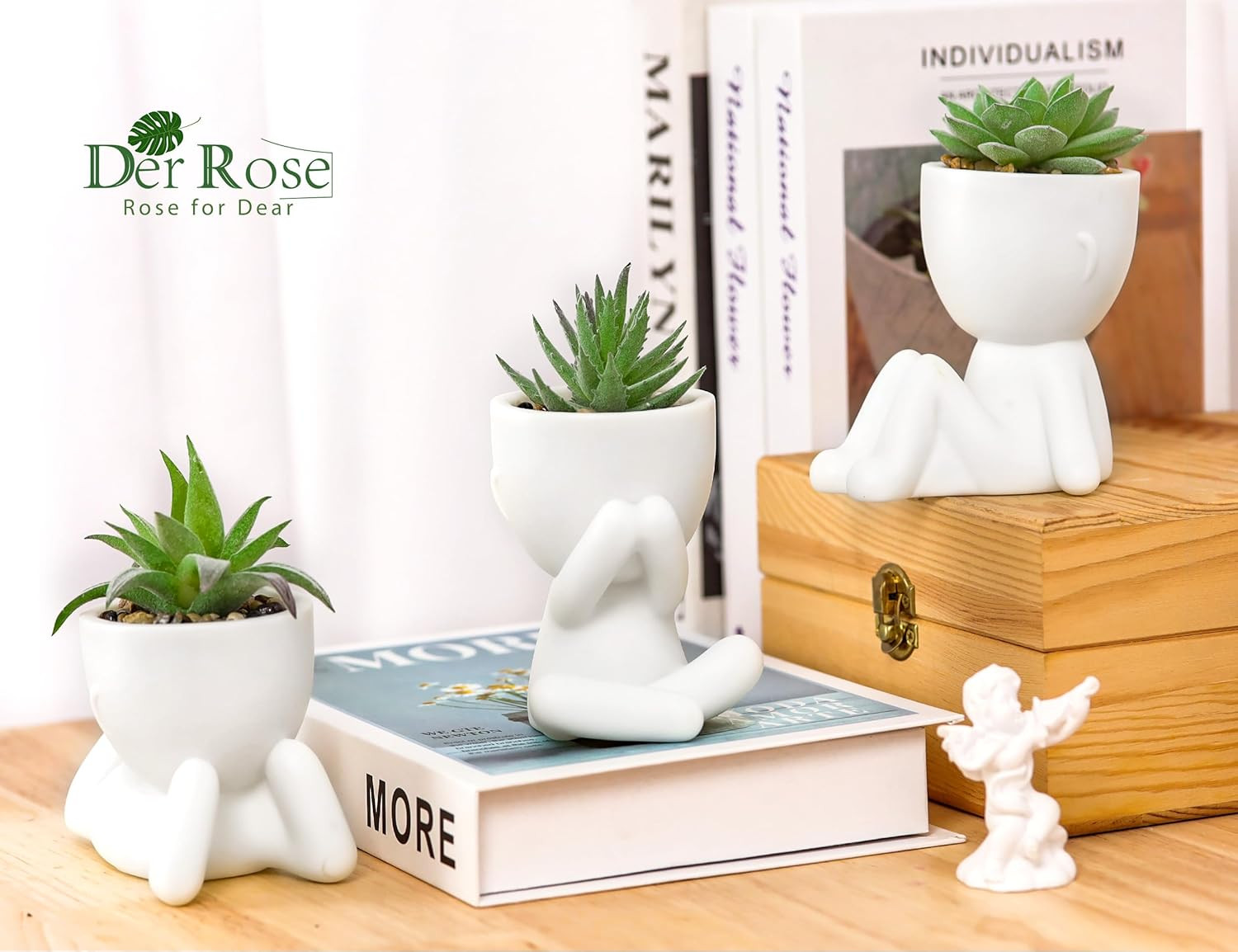 3Pcs Fake Succulents Plants Artificial for Bathroom Bedroom Home Room Decor Aest