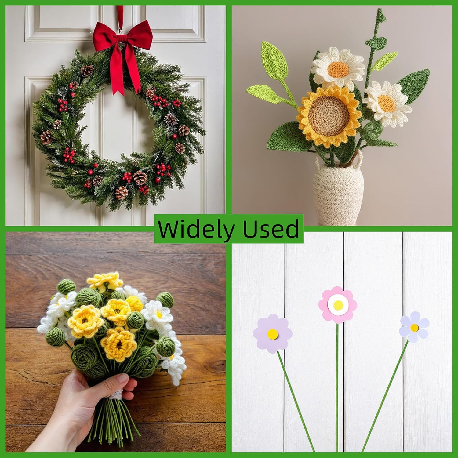 22 Gauge Floral Wire Stems for Flower Florist Floral,100Pcs Green | Stem Wire fo