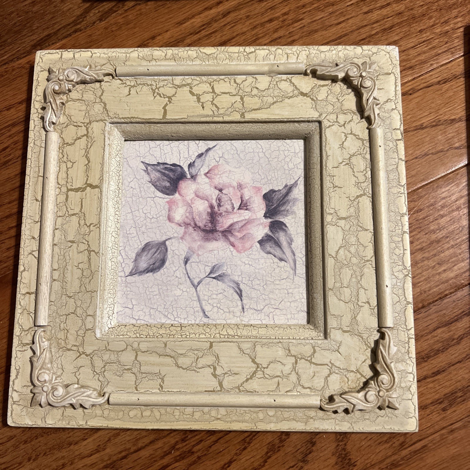 Vintage Flower Wall Art Decor Beige Floral 8x8in Square Flower Prints