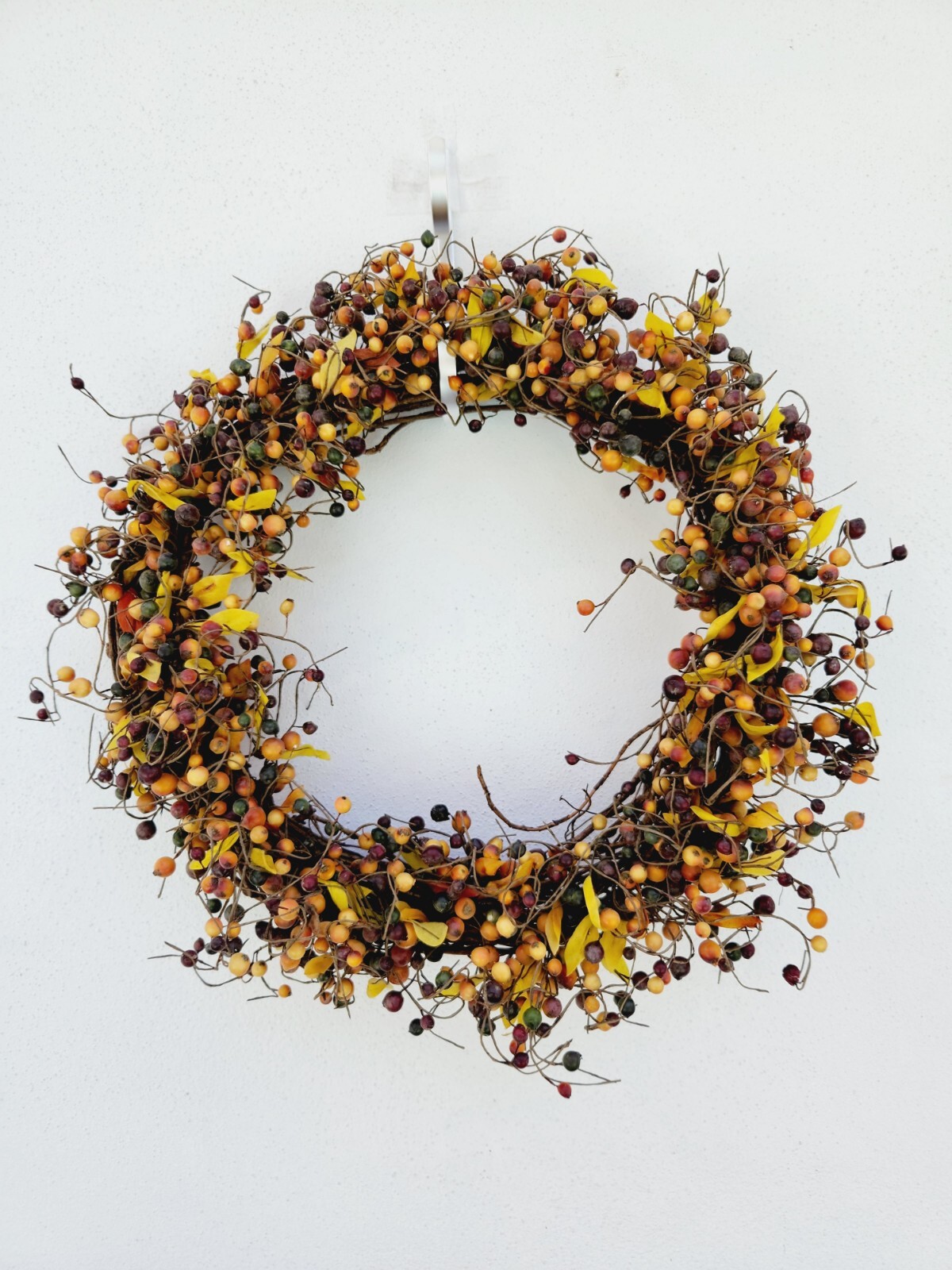 Primitive Rustic Fall BERRY WREATH Twig Base 18″ Across and 18″ Tall