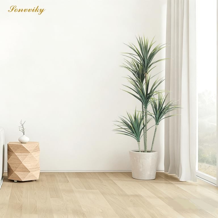 Dracaena Artificial Plant (Dragon Tree) – 5FT Artificial Plants Indoor with R…